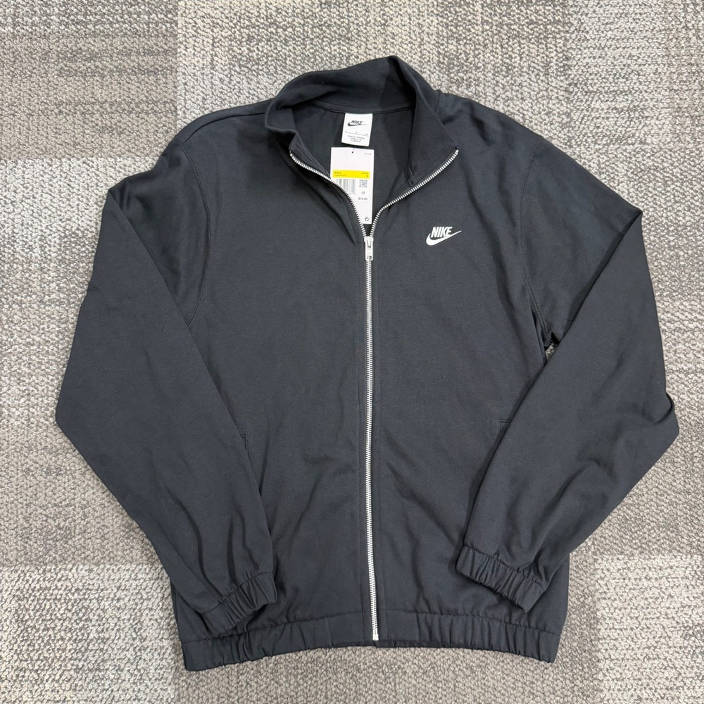Nike Sportswear Black club knit Full Zip Jacket Mens Small FQ3426-010